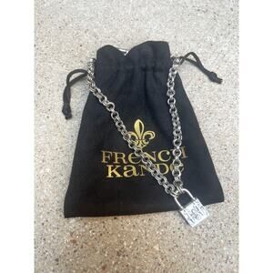 French Kande Necklace Double Cable Chain FK Lock CT2052-2 17" Sterling Plated